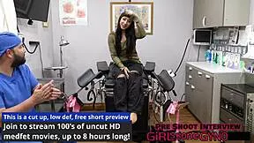 selena sativas spreads wide for her first intense gyno exam close up