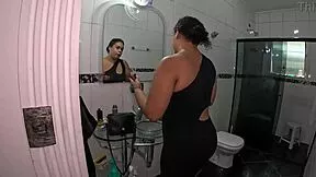 ted pranks gabi souza she's pregnant with twins she freaks out in shower wet pussy exposed juicy big tits latina ass shaking barefoot begging