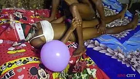 skinny ebony teen bends over for christmas doggystyle creampie fun with big black cock