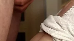 Busty step sis blows me then cum drips on her huge tits 💋🍆💦