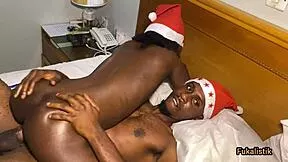 petite ebony rides monster bbc cock for christmas homemade fuck