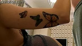 A busty brunette raver babe strokes cock bored at edm fest