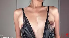 petite asian teen strips see-through outfit showing small tits big nips close up