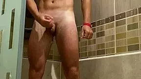 hey little dude you watching me shower in stockings handjob your small cock?