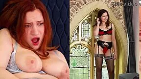 College student in uniform gives sloppy deepthroat blowjob then plays with cum mouthful