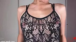 petite asian teen strips see-through outfit showing small tits big nips close up