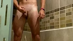 hey little dude you watching me shower in stockings handjob your small cock?