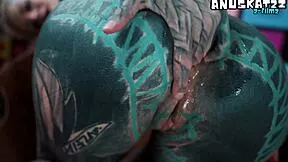 she's BENT OVER takin' that thick metal toy deep in her DOGGY ASS FUCKIN' till she cums german goth style