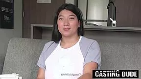 Massive tits Latina chokes on BWC in rough throat fuck POV with American producer domination