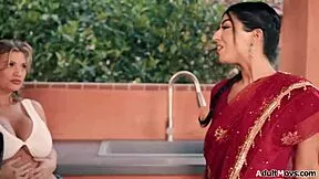 Blissful cum shower from big tits futa neighbors' wild fuck