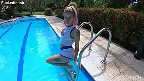 hey lola bunny's ashley rose skinny blonde tits bounce wet outdoors by the pool?