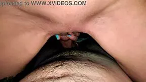 skinny 18yo cutie rides hairy man's cock till she cums hard