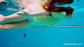 Russian Hottest Blonde Petite Nina Mohnatka Swims Underwater Shy Small Tits Ass Pool Tease