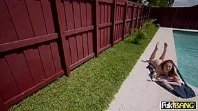 madison morgan rides gardener's cock outdoors