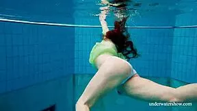 Russian Hottest Blonde Petite Nina Mohnatka Swims Underwater Shy Small Tits Ass Pool Tease