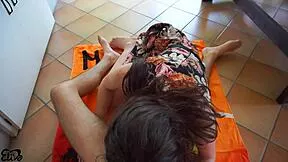 CREAMPIE DOGGYSTYLE IN NEIGHBOR'S BACKYARD WITH SKINNY BRUNETTE SLUT!