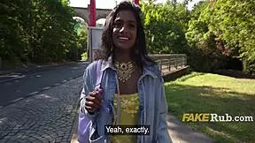 Horny Petite Indian Student With Pierced Nipples DTFS Monster Cock For Cash In Outdoor Interview