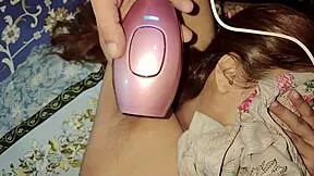 oh god my young tight pussy throbs watching stepbro shave my hairy body smooth