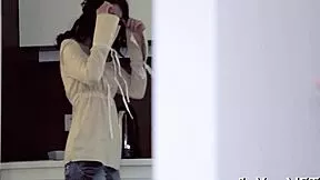 My heart races fingering my tight juicy puffy pussy with dildo as barely legal petite beauty