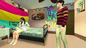 College teen crams rough ass in sims 4 machinima creampie roleplay with pregnant mommy femdom