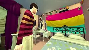 College teen crams rough ass in sims 4 machinima creampie roleplay with pregnant mommy femdom
