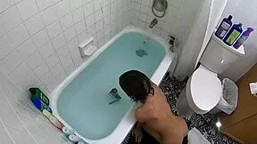 skinny asian candy cruise gags on cock deepthroat in bathtub choke