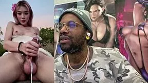 beautiful freckled trans teen cums hard from accidental boner hairy cock explosion