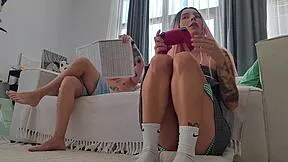 Seducing step-daddy while step-mommy works turns rough anal
