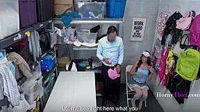 Kinky Teen Shoplifter Blackmailed into Rough Public Cop Fuck