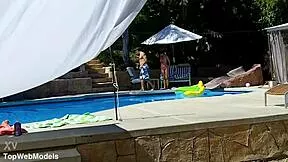 lexi bloom tied up poolside takes monster cock facial