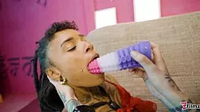 alt tattoo teen destroys pussy with crazy dildo play