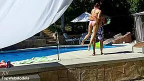 lexi bloom tied up poolside takes monster cock facial