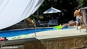 lexi bloom tied up poolside takes monster cock facial