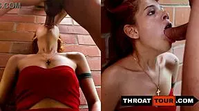 so this innocent latina teen waitress gets her throat wrecked over a bad order...