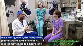 Nurse Azra extracts cum from virgin Luci's wet holes