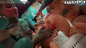 whoa hot tattooed pornstar lesbians oil slick fingering anal toys shared dildo oiled goth piercing skinny small tits bent over doggystyle 🔥🍑