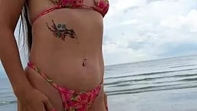 walking beach in sexy bikini having fun 😎🌴