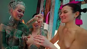 whoa hot tattooed pornstar lesbians oil slick fingering anal toys shared dildo oiled goth piercing skinny small tits bent over doggystyle 🔥🍑