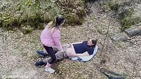 busty flexi euro teen rides cock outdoor public cowgirl cumshot