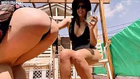 i can't stop watching april's big ass and belle amore gulping yellow pee on the terrace