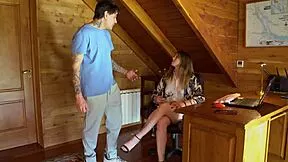 Husband fucks stepsons petite girlfriend rough in wild threesome creampie!