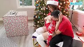 step sis unwraps her fat ass gift for christmas then milks cum on big tits
