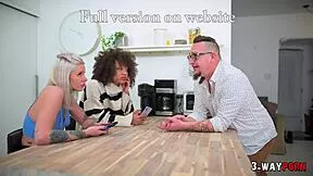 two petite 18+ babes ebony and tattooed take interracial anal 3-way