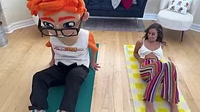 Stretching scarlett page's tight pussy in hardcore yoga cowgirl ride with petite goddess