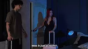 Colombian redhead celeste alba lets muscular stepson claim her first anal ass!