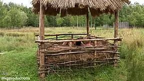 skinny yulia the farm slut fingers shaved pussy before dirty anal cowgirl ride