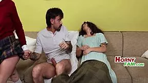 Girlfriend's Bratty Teen Stepsis Rides Boyfriend's Cock Eagerly