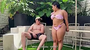 i cheat on my boyfriend with this stranger's huge cock right in the resort courtyard