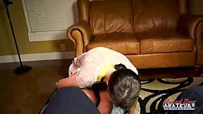 petite peyton deepthroats big cock then takes doggystyle pounding