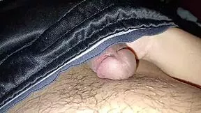 Watch my boyfriend's cum drip after I jerk him off good!